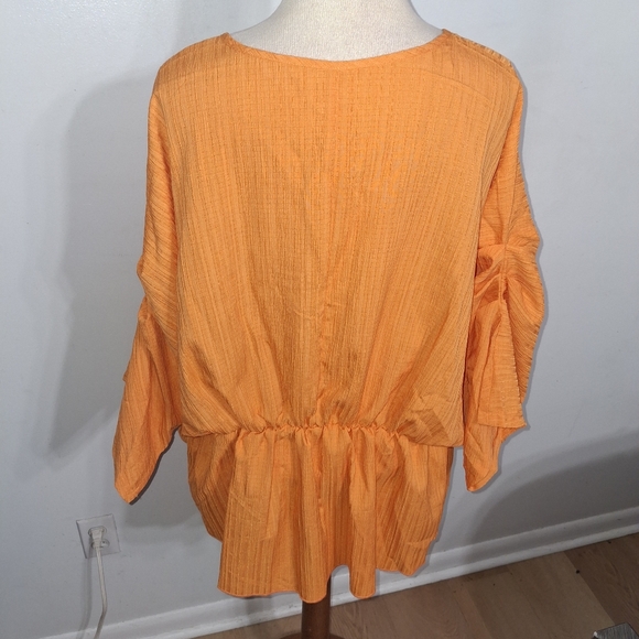 SHEIN Bright Orange V-Neck Blouse- W Sz 16/2XL - Picture 3 of 4